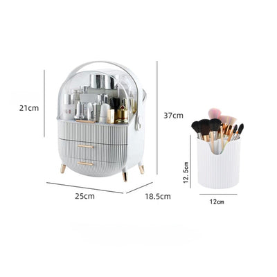 Make up organiser white waterproof with make up brush holder